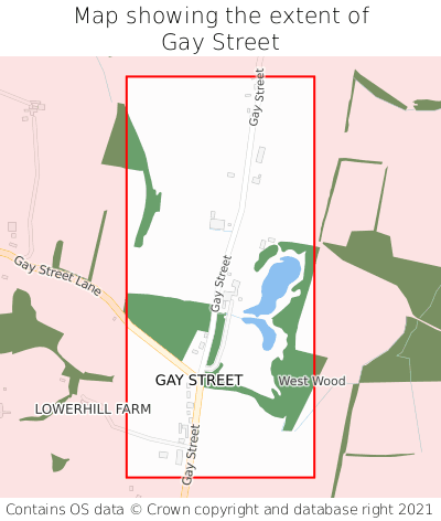 Map showing extent of Gay Street as bounding box
