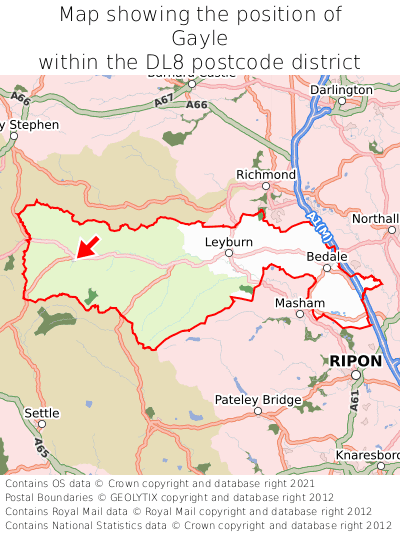 Map showing location of Gayle within DL8