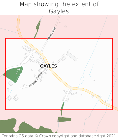 Map showing extent of Gayles as bounding box