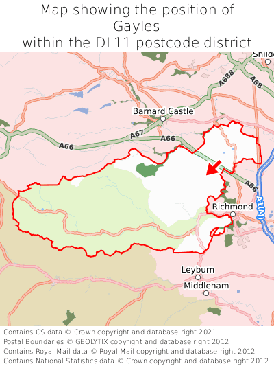 Map showing location of Gayles within DL11