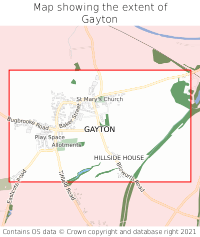 Map showing extent of Gayton as bounding box