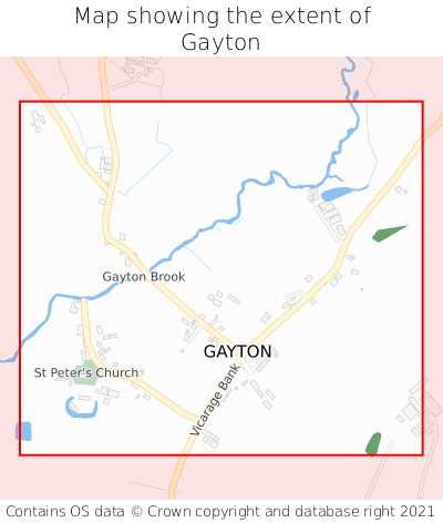 Map showing extent of Gayton as bounding box