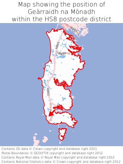 Map showing location of Geàrraidh na Mònadh within HS8