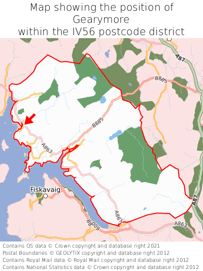Map showing location of Gearymore within IV56