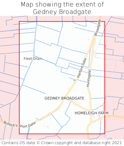 Map showing extent of Gedney Broadgate as bounding box