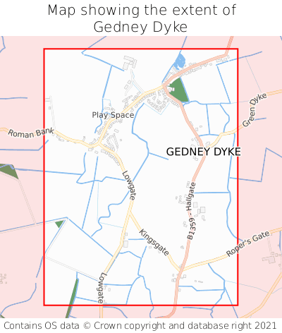 Map showing extent of Gedney Dyke as bounding box