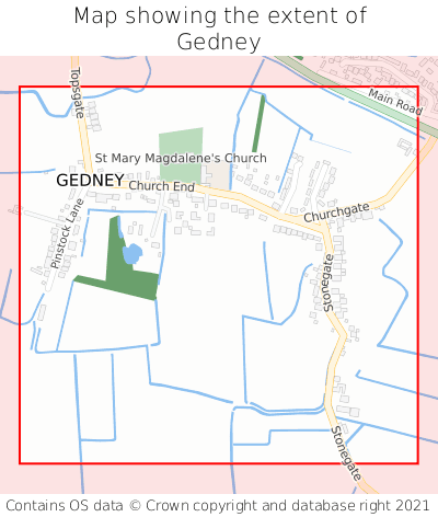Map showing extent of Gedney as bounding box