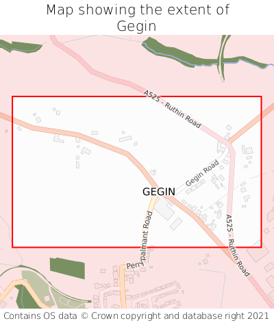 Map showing extent of Gegin as bounding box