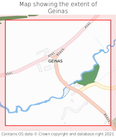Map showing extent of Geinas as bounding box