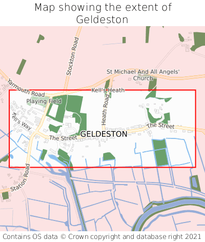 Map showing extent of Geldeston as bounding box