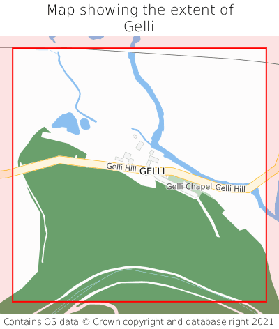 Map showing extent of Gelli as bounding box