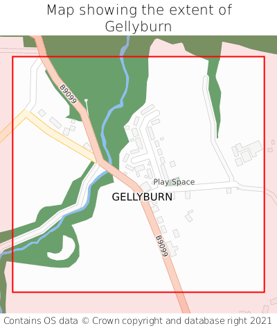 Map showing extent of Gellyburn as bounding box
