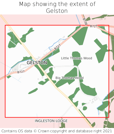 Map showing extent of Gelston as bounding box