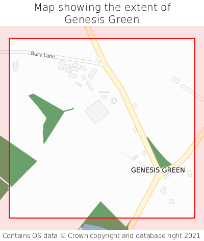 Map showing extent of Genesis Green as bounding box