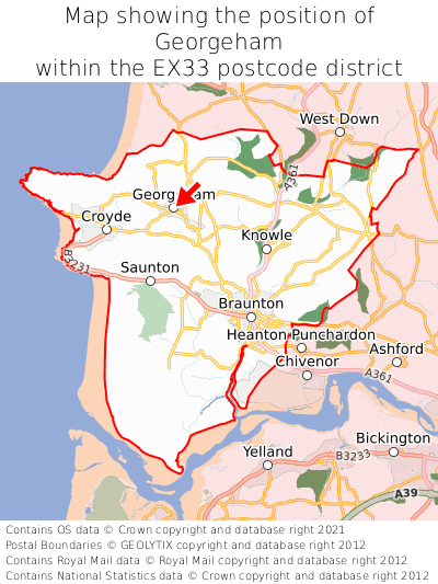 Map showing location of Georgeham within EX33