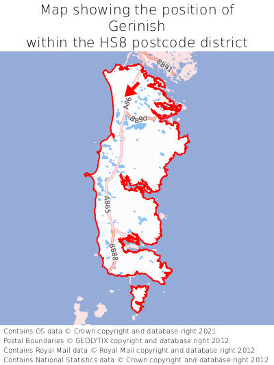 Map showing location of Gerinish within HS8