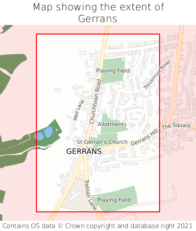 Map showing extent of Gerrans as bounding box