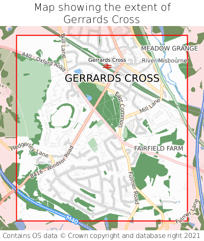 Map showing extent of Gerrards Cross as bounding box