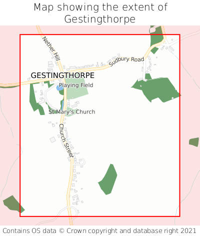 Map showing extent of Gestingthorpe as bounding box