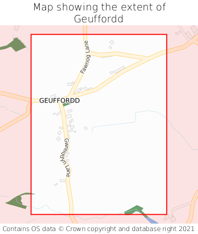 Map showing extent of Geuffordd as bounding box