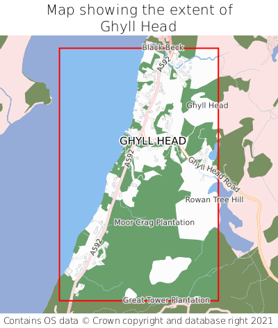 Map showing extent of Ghyll Head as bounding box