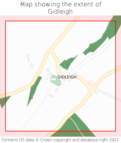 Map showing extent of Gidleigh as bounding box