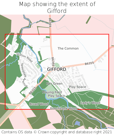 Map showing extent of Gifford as bounding box