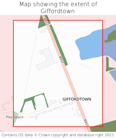 Map showing extent of Giffordtown as bounding box