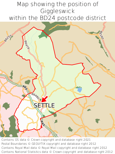 Map showing location of Giggleswick within BD24