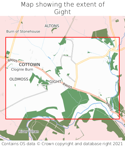 Map showing extent of Gight as bounding box