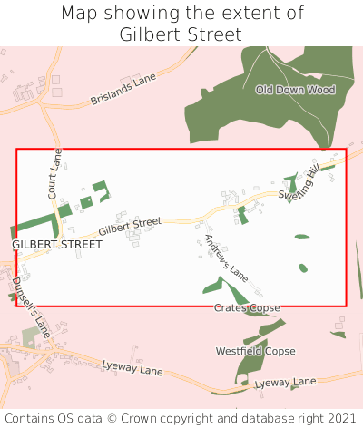 Map showing extent of Gilbert Street as bounding box