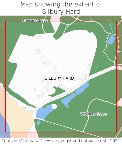 Map showing extent of Gilbury Hard as bounding box