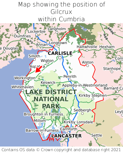 Map showing location of Gilcrux within Cumbria