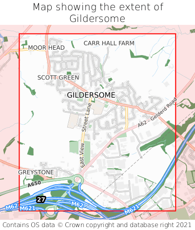 Map showing extent of Gildersome as bounding box