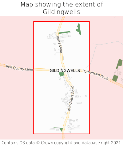Map showing extent of Gildingwells as bounding box