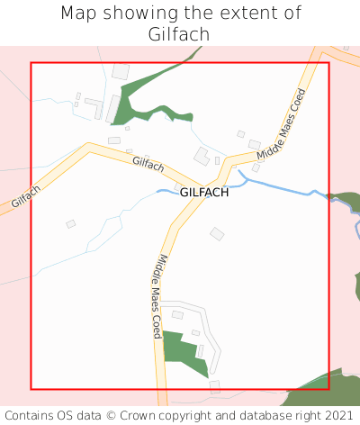 Map showing extent of Gilfach as bounding box