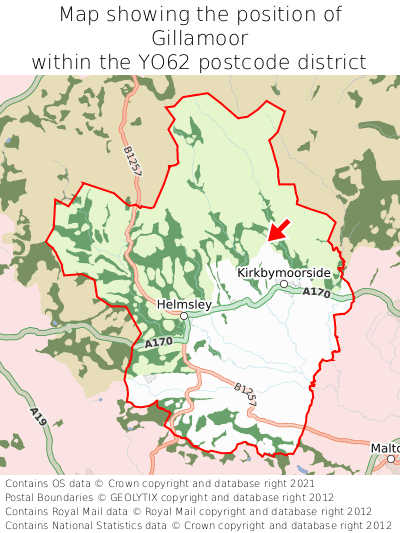 Map showing location of Gillamoor within YO62