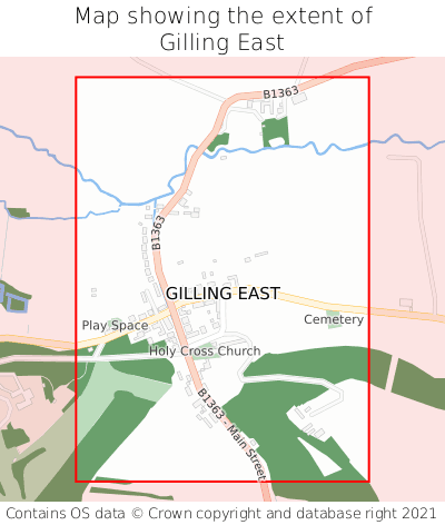 Map showing extent of Gilling East as bounding box
