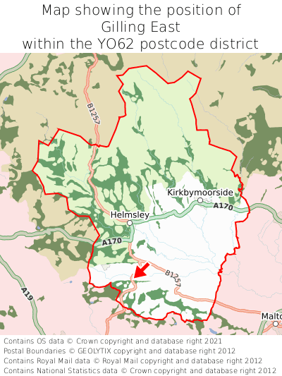 Map showing location of Gilling East within YO62