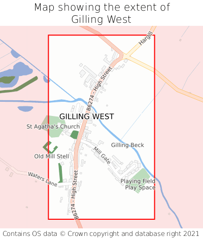 Map showing extent of Gilling West as bounding box