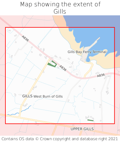 Map showing extent of Gills as bounding box