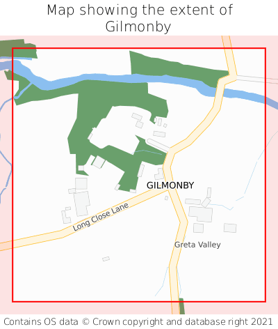 Map showing extent of Gilmonby as bounding box