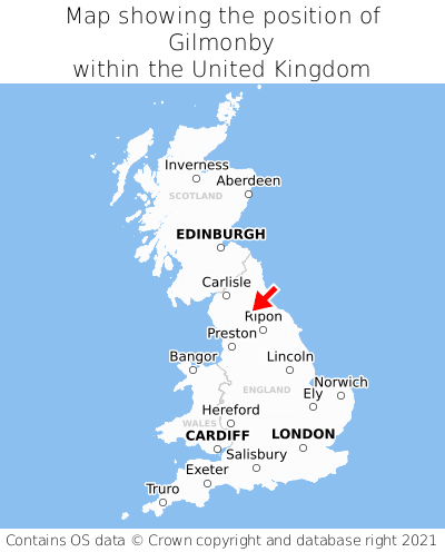 Map showing location of Gilmonby within the UK