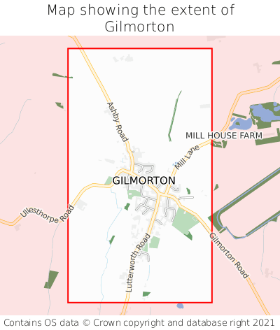 Map showing extent of Gilmorton as bounding box