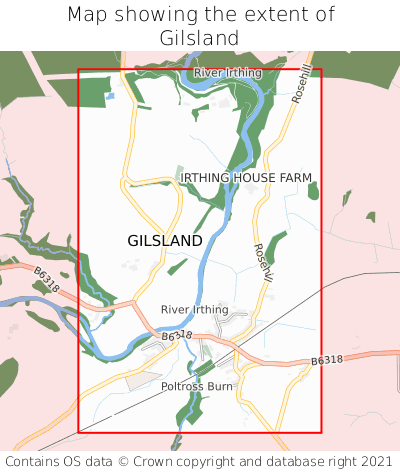 Map showing extent of Gilsland as bounding box