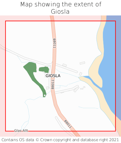 Map showing extent of Giosla as bounding box