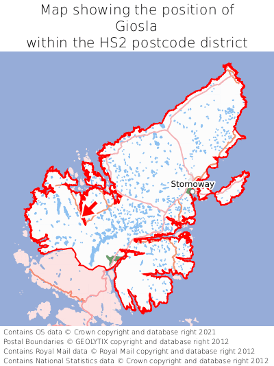 Map showing location of Giosla within HS2