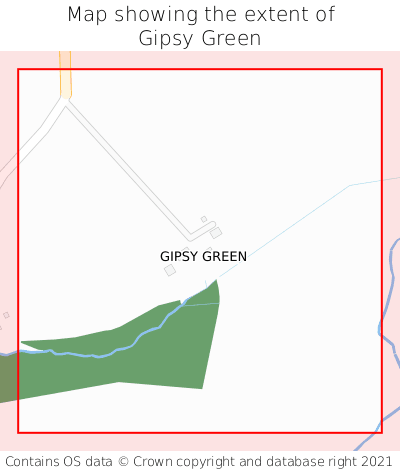 Map showing extent of Gipsy Green as bounding box