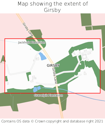 Map showing extent of Girsby as bounding box
