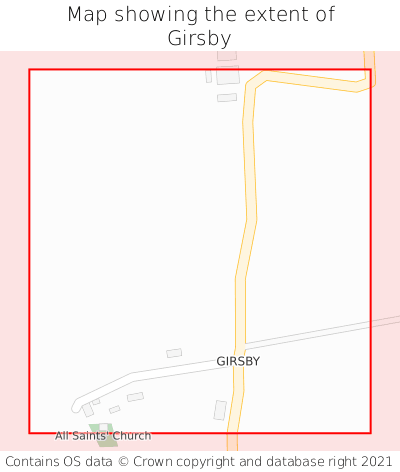 Map showing extent of Girsby as bounding box